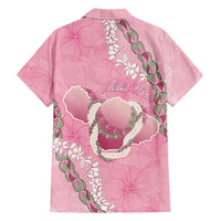 Hawaii Maui Island Flowers Lei Family Matching Tank Maxi Dress and Hawaiian Shirt Lokelani Rose Pink