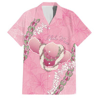 Hawaii Maui Island Flowers Lei Hawaiian Shirt Lokelani Rose Pink