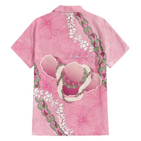 Hawaii Maui Island Flowers Lei Hawaiian Shirt Lokelani Rose Pink