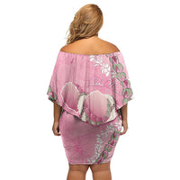 Hawaii Maui Island Flowers Lei Off Shoulder Short Dress Lokelani Rose Pink