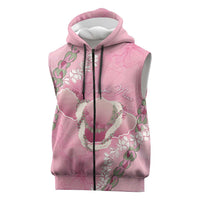 Hawaii Maui Island Flowers Lei Sleeveless Zip Hoodie Lokelani Rose Pink