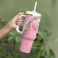 Hawaii Maui Island Flowers Lei Tumbler With Handle Lokelani Rose Pink LT7 - Polynesian Pride
