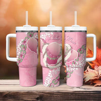 Hawaii Maui Island Flowers Lei Tumbler With Handle Lokelani Rose Pink LT7 - Polynesian Pride