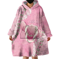 Hawaii Maui Island Flowers Lei Wearable Blanket Hoodie Lokelani Rose Pink