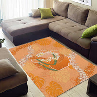 Hawaii Lanai Island Flowers Lei Area Rug Orange Kaunaoa Mix Maile