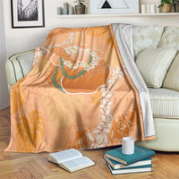 Hawaii Lanai Island Flowers Lei Blanket Orange Kaunaoa Mix Maile
