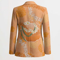 Hawaii Lanai Island Flowers Lei Blazer Orange Kaunaoa Mix Maile LT7 - Polynesian Pride