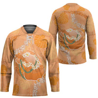 Hawaii Lanai Island Flowers Lei Hockey Jersey Orange Kaunaoa Mix Maile LT7 - Polynesian Pride