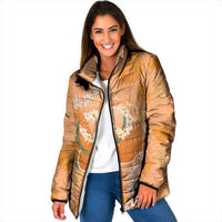 Hawaii Lanai Island Flowers Lei Padded Jacket Orange Kaunaoa Mix Maile