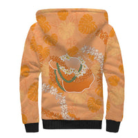 Hawaii Lanai Island Flowers Lei Sherpa Hoodie Orange Kaunaoa Mix Maile