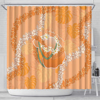 Hawaii Lanai Island Flowers Lei Shower Curtain Orange Kaunaoa Mix Maile