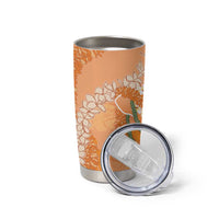 Hawaii Lanai Island Flowers Lei Tumbler Cup Orange Kaunaoa Mix Maile