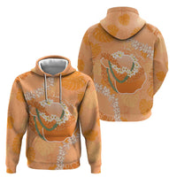 Hawaii Lanai Island Flowers Lei Zip Hoodie Orange Kaunaoa Mix Maile LT7 - Polynesian Pride