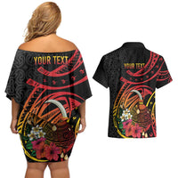 Personalized Milne Bay Couples Matching Off Shoulder Short Dress and Hawaiian Shirt PNG Lime Pot with Oro Tapa