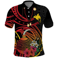 Personalized Milne Bay Polo Shirt PNG Lime Pot with Oro Tapa LT7 Black - Polynesian Pride