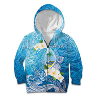 Hafa Adai Guam Chamorro Personalized Kid Hoodie Ocean Blue Latte Stone with Guasali - Polynesian Pride