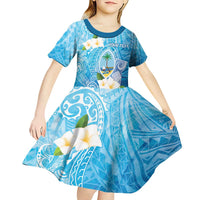 Hafa Adai Guam Chamorro Personalized Kid Short Sleeve Dress Ocean Blue Latte Stone with Guasali - Polynesian Pride