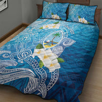 Hafa Adai Guam Chamorro Personalized Quilt Bed Set Ocean Blue Latte Stone with Guasali - Polynesian Pride