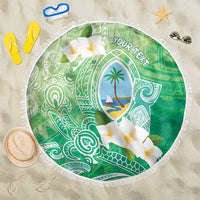 Hafa Adai Guam Chamorro Personalized Beach Blanket Summer Green Latte Stone with Guasali - Polynesian Pride