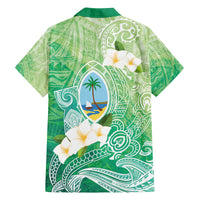 Hafa Adai Guam Chamorro Personalized Family Matching Off The Shoulder Long Sleeve Dress and Hawaiian Shirt Summer Green Latte Stone with Guasali - Polynesian Pride