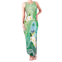 Hafa Adai Guam Chamorro Personalized Family Matching Tank Maxi Dress and Hawaiian Shirt Summer Green Latte Stone with Guasali - Polynesian Pride