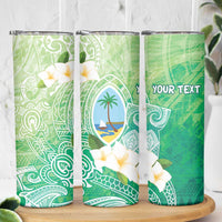 Hafa Adai Guam Chamorro Personalized Skinny Tumbler Summer Green Latte Stone with Guasali - Polynesian Pride