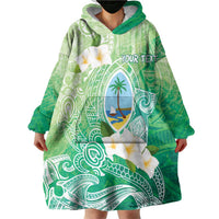 Hafa Adai Guam Chamorro Personalized Wearable Blanket Hoodie Summer Green Latte Stone with Guasali - Polynesian Pride