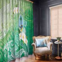 Hafa Adai Guam Chamorro Personalized Window Curtain Summer Green Latte Stone with Guasali - Polynesian Pride