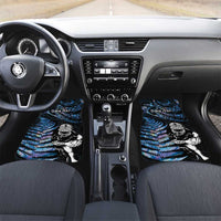 New Zealand Maori Rugby Personalised Car Mats Ta Moko Silver Fern - Paua Blue