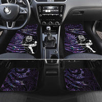 New Zealand Maori Rugby Personalised Car Mats Ta Moko Silver Fern - Paua Purple