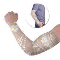 Polynesian Vintage Floral Arm Sleeves Beige Motifs - Polynesian Pride