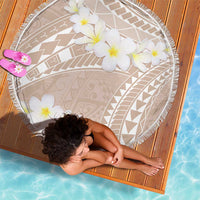 Polynesian Vintage Floral Beach Blanket Beige Motifs - Polynesian Pride