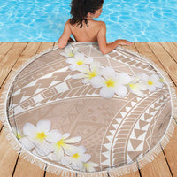Polynesian Vintage Floral Beach Blanket Beige Motifs - Polynesian Pride