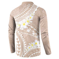 Polynesian Vintage Floral Button Sweatshirt Beige Motifs - Polynesian Pride