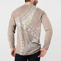 Polynesian Vintage Floral Button Sweatshirt Beige Motifs - Polynesian Pride
