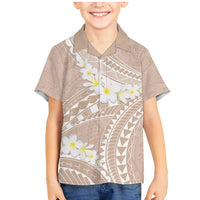 Polynesian Vintage Floral Family Matching Mermaid Dress and Hawaiian Shirt Beige Motifs - Polynesian Pride