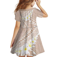 Polynesian Vintage Floral Family Matching Off Shoulder Short Dress and Hawaiian Shirt Beige Motifs - Polynesian Pride