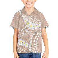 Polynesian Vintage Floral Family Matching Puletasi and Hawaiian Shirt Beige Motifs - Polynesian Pride