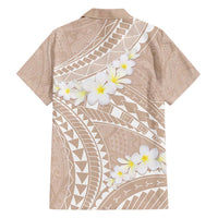 Polynesian Vintage Floral Family Matching Short Sleeve Bodycon Dress and Hawaiian Shirt Beige Motifs - Polynesian Pride