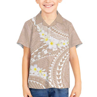 Polynesian Vintage Floral Kid Hawaiian Shirt Beige Motifs - Polynesian Pride