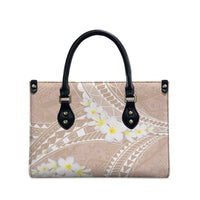 Polynesian Vintage Floral Leather Bag Beige Motifs - Polynesian Pride