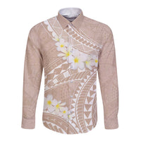 Polynesian Vintage Floral Long Sleeve Button Shirt Beige Motifs - Polynesian Pride