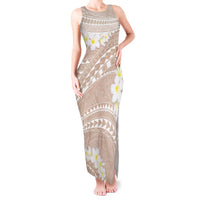 Polynesian Vintage Floral Tank Maxi Dress Beige Motifs LT7 Women Beige - Polynesian Pride