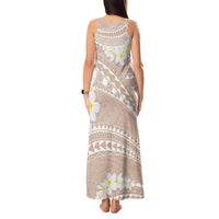 Polynesian Vintage Floral Tank Maxi Dress Beige Motifs LT7 - Polynesian Pride