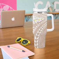 Polynesian Vintage Floral Tumbler With Handle Beige Motifs - Polynesian Pride