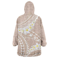 Polynesian Vintage Floral Wearable Blanket Hoodie Beige Motifs - Polynesian Pride