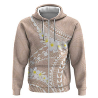 Polynesian Vintage Floral Zip Hoodie Beige Motifs - Polynesian Pride