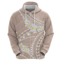 Polynesian Vintage Floral Zip Hoodie Beige Motifs - Polynesian Pride