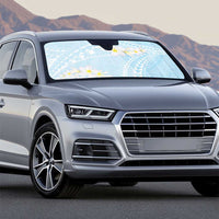 Polynesian Vintage Floral Auto Sun Shade Azure Motifs - Polynesian Pride