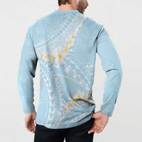 Polynesian Vintage Floral Button Sweatshirt Azure Motifs - Polynesian Pride